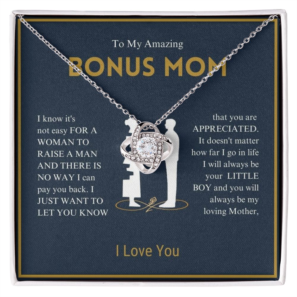 To My Amazing Bonus Mom - You Are Appreciated - Love Knot Necklace
