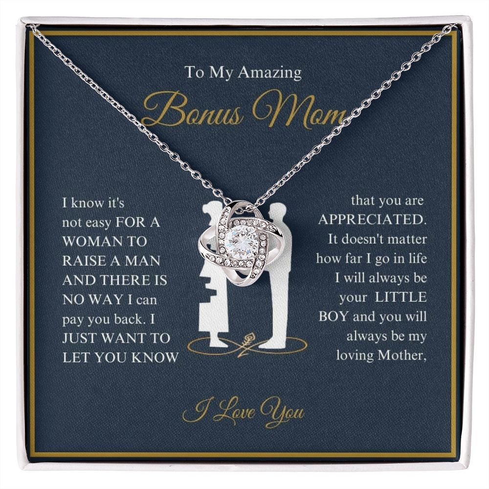 To My Amazing Bonus Mom - You Are Appreciated - Love Knot Necklace