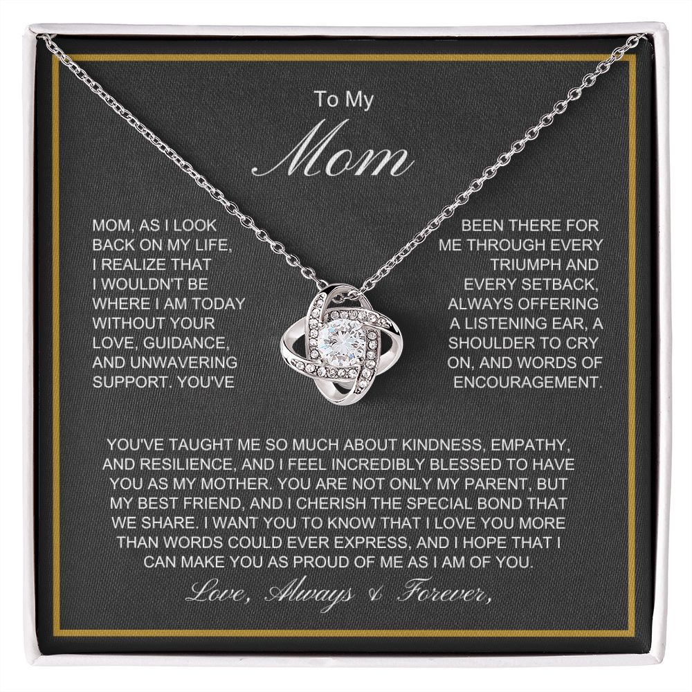To My Mom - More Than Words - Love Knot Necklace