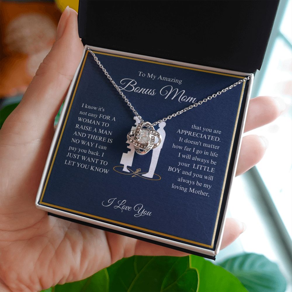To My Amazing Bonus Mom - You Are Appreciated - Love Knot Necklace
