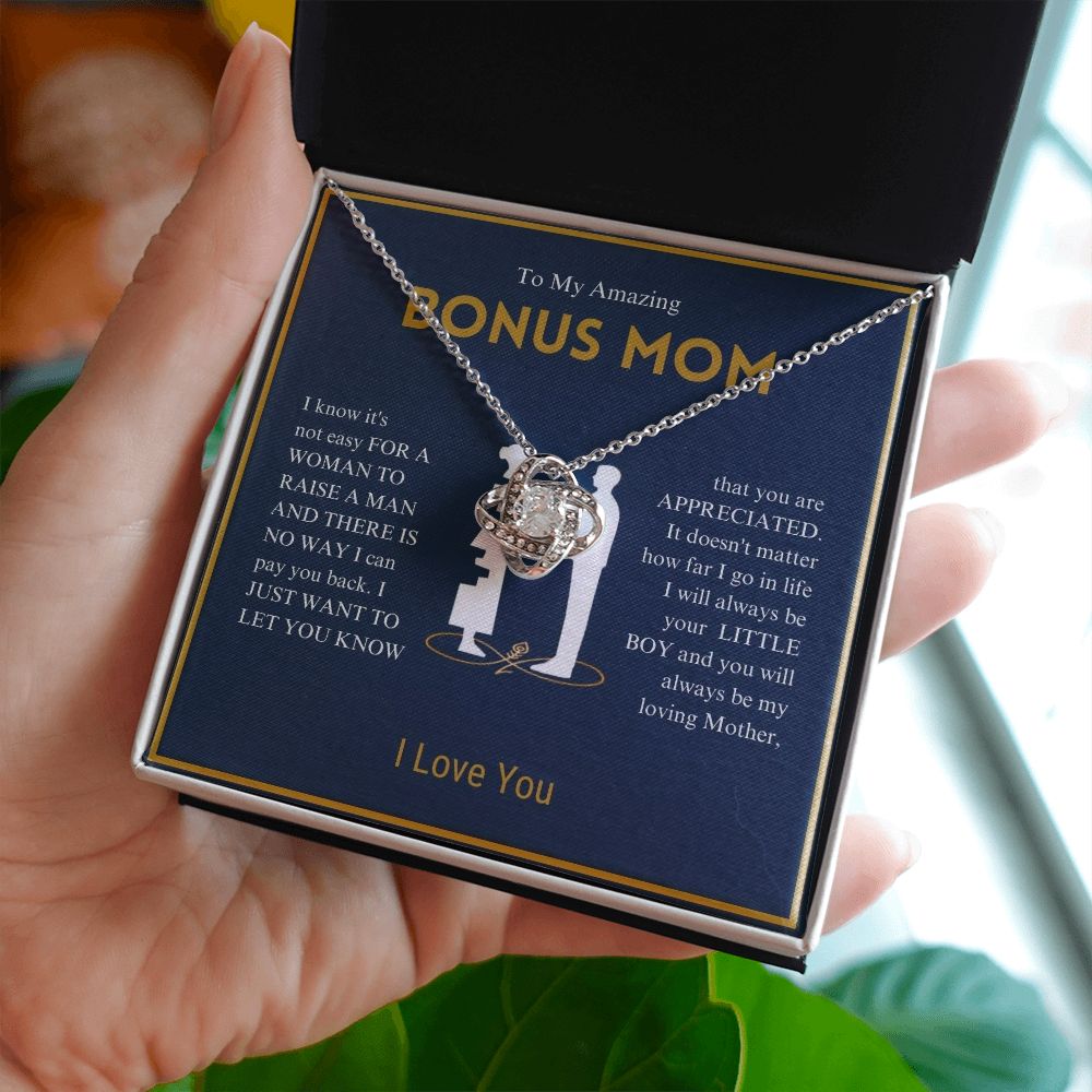 To My Amazing Bonus Mom - You Are Appreciated - Love Knot Necklace