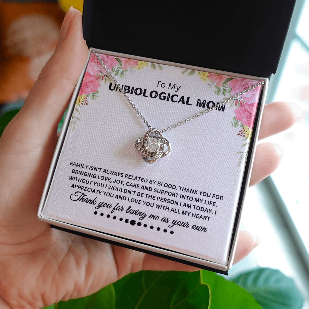 Unbiological Mom - Thank You - Love Knot Necklace