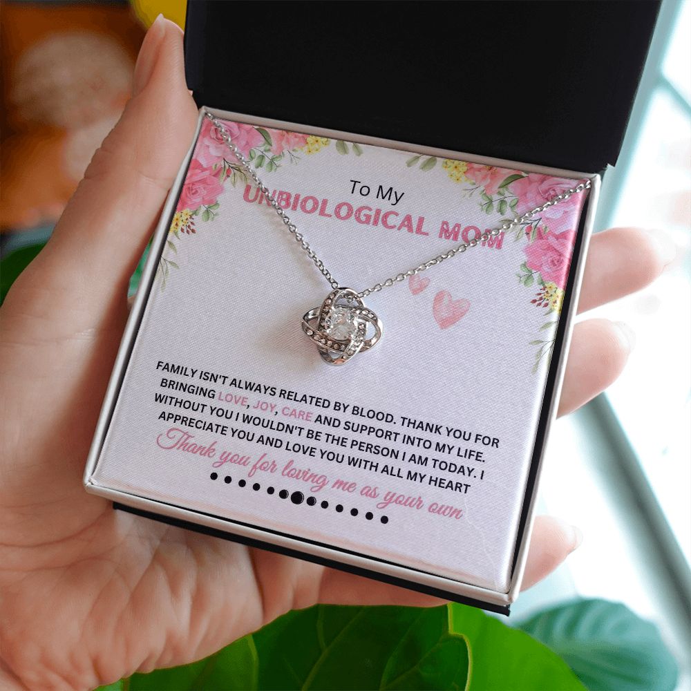 Unbiological Mom - Thank You - Love Knot Necklace