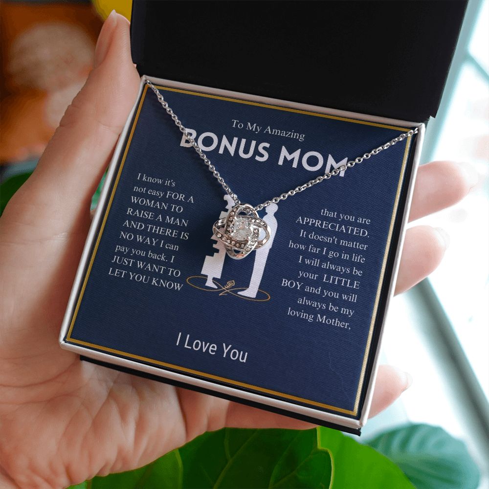 To My Amazing Bonus Mom - You Are Appreciated - Love Knot Necklace