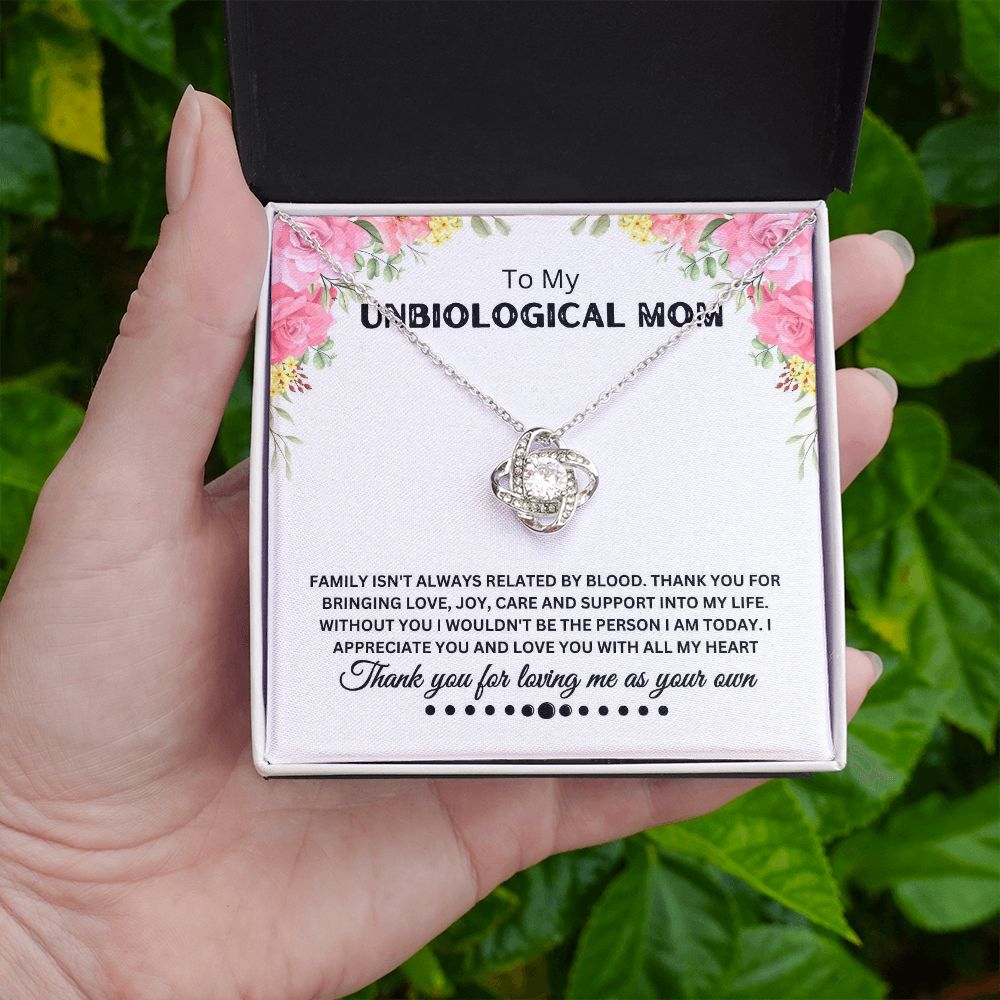 Unbiological Mom - Thank You - Love Knot Necklace