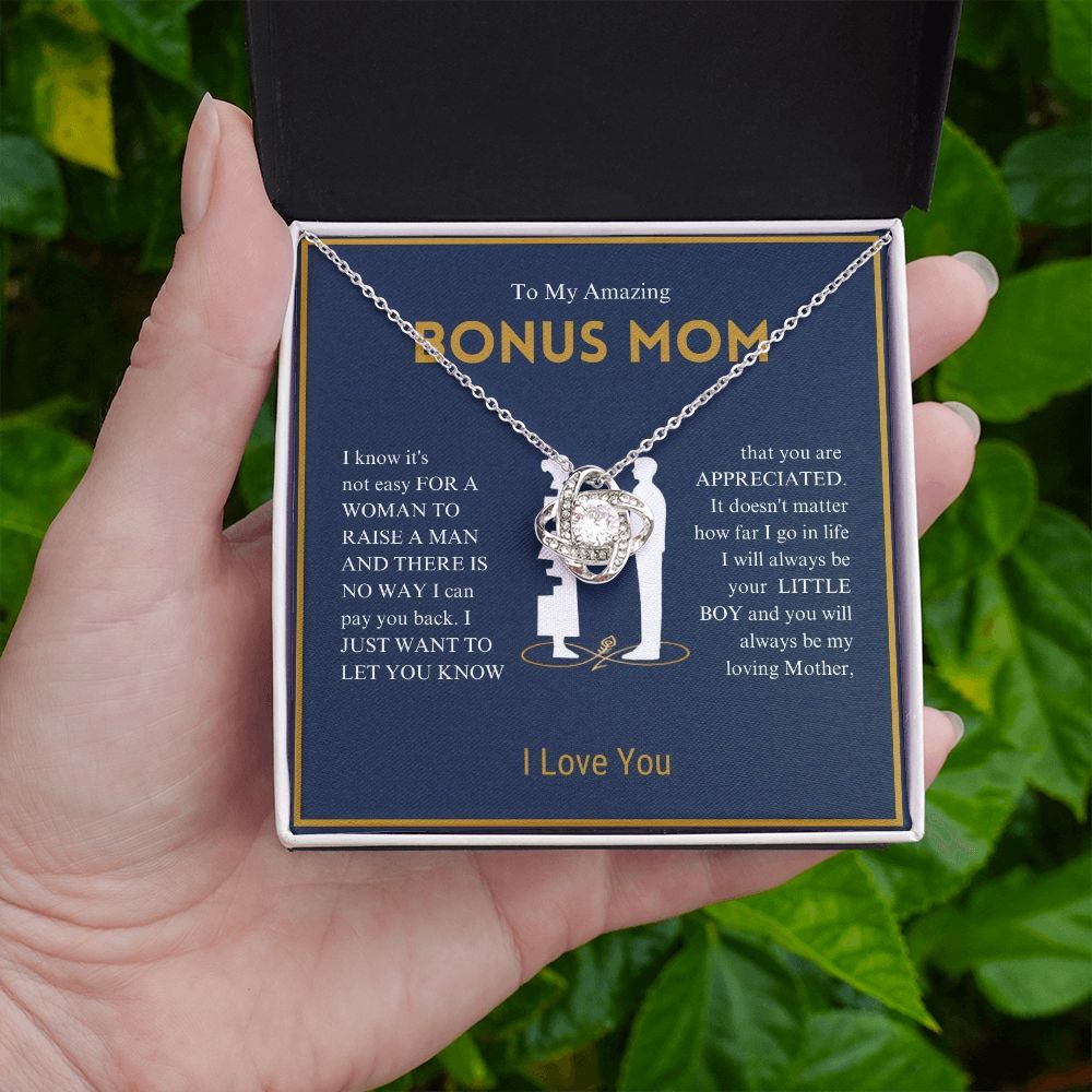 To My Amazing Bonus Mom - You Are Appreciated - Love Knot Necklace