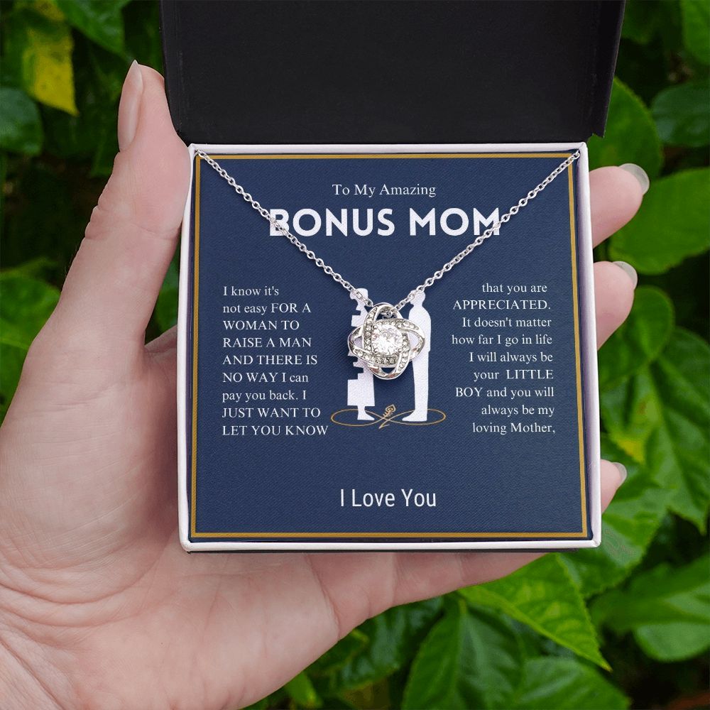 To My Amazing Bonus Mom - You Are Appreciated - Love Knot Necklace