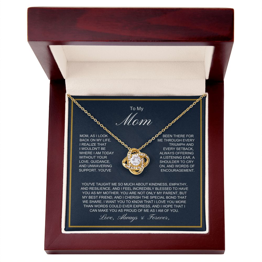 To My Mom - More Than Words - Love Knot Necklace