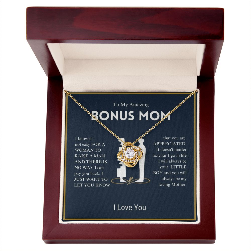 To My Amazing Bonus Mom - You Are Appreciated - Love Knot Necklace