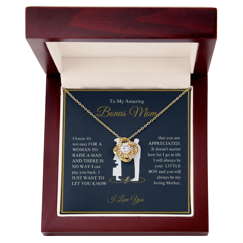 To My Amazing Bonus Mom - You Are Appreciated - Love Knot Necklace