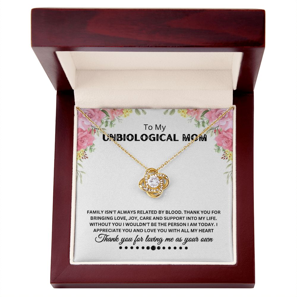Unbiological Mom - Thank You - Love Knot Necklace