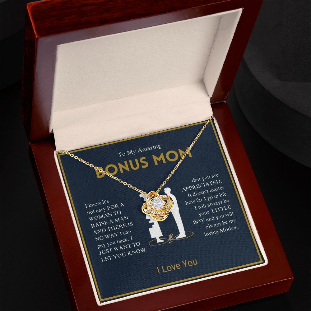 To My Amazing Bonus Mom - You Are Appreciated - Love Knot Necklace