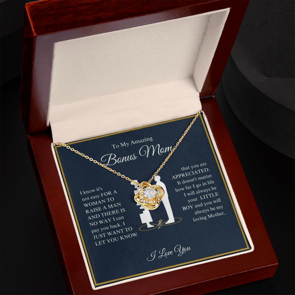 To My Amazing Bonus Mom - You Are Appreciated - Love Knot Necklace