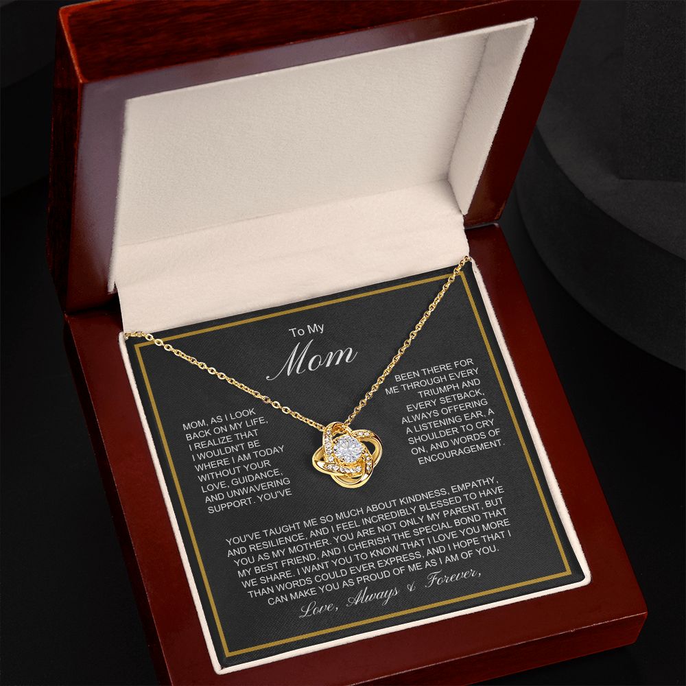 To My Mom - More Than Words - Love Knot Necklace