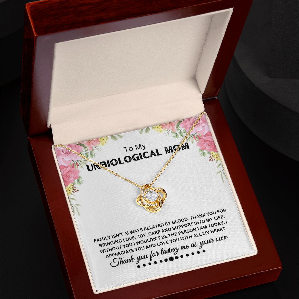Unbiological Mom - Thank You - Love Knot Necklace