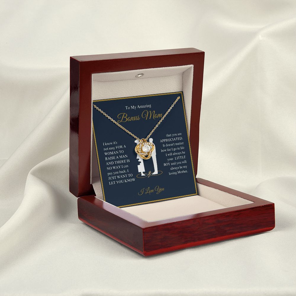 To My Amazing Bonus Mom - You Are Appreciated - Love Knot Necklace