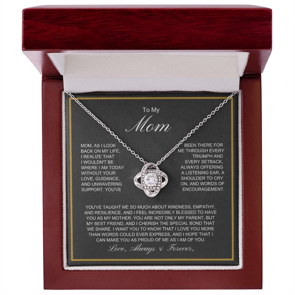 To My Mom - More Than Words - Love Knot Necklace