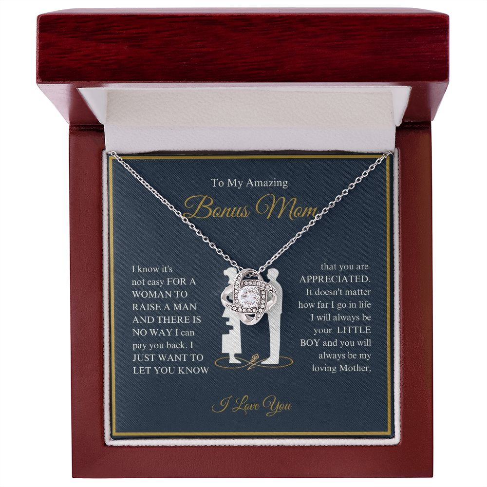 To My Amazing Bonus Mom - You Are Appreciated - Love Knot Necklace