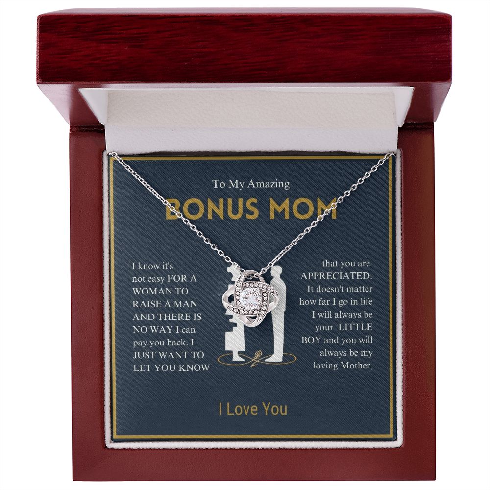 To My Amazing Bonus Mom - You Are Appreciated - Love Knot Necklace