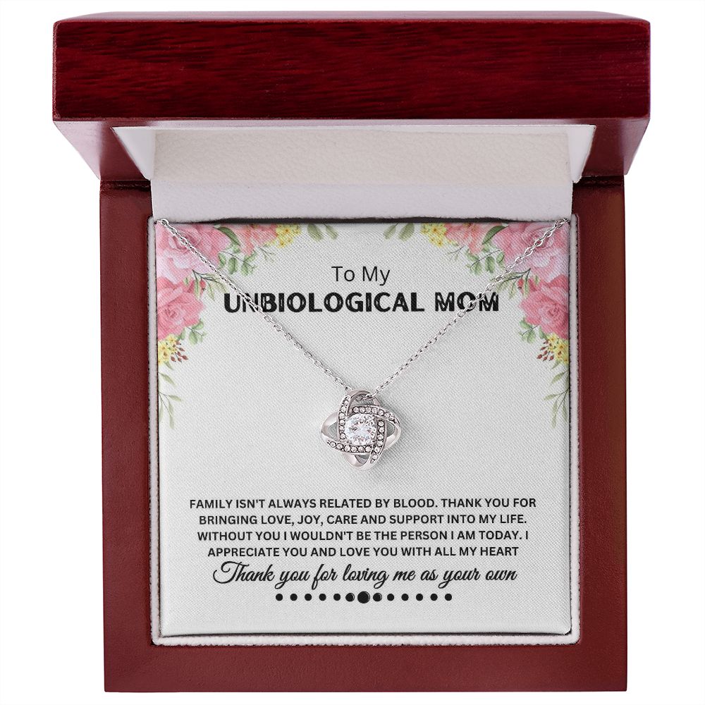 Unbiological Mom - Thank You - Love Knot Necklace