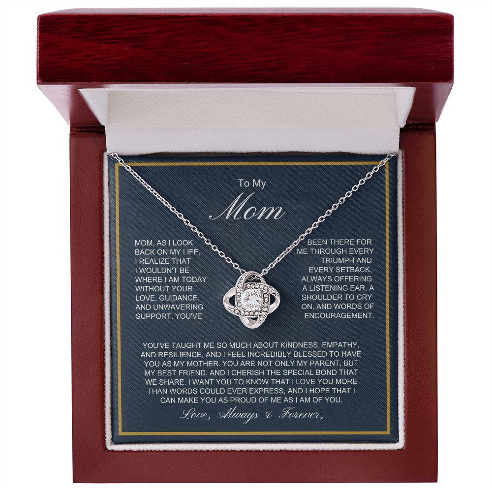 To My Mom - More Than Words - Love Knot Necklace