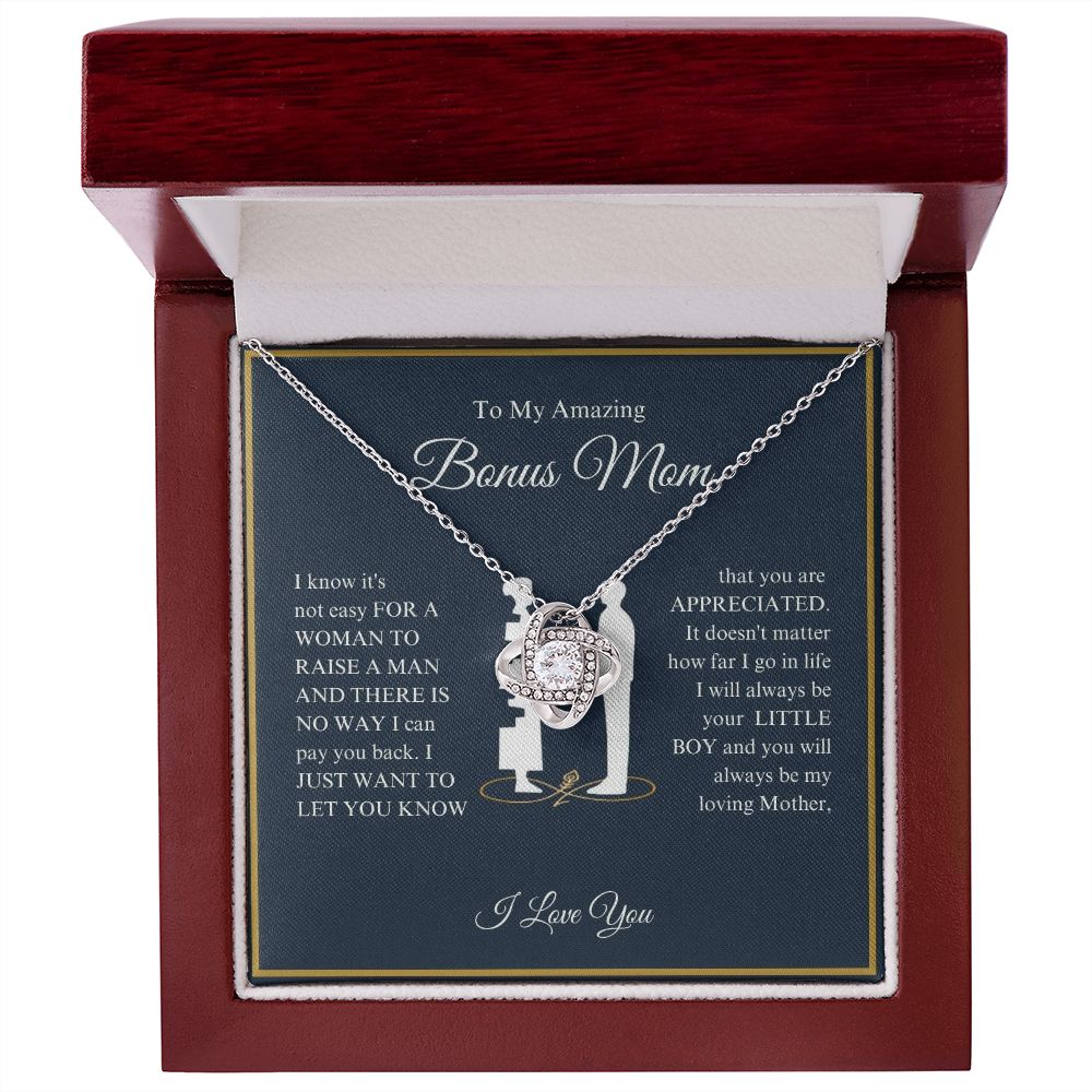 To My Amazing Bonus Mom - You Are Appreciated - Love Knot Necklace