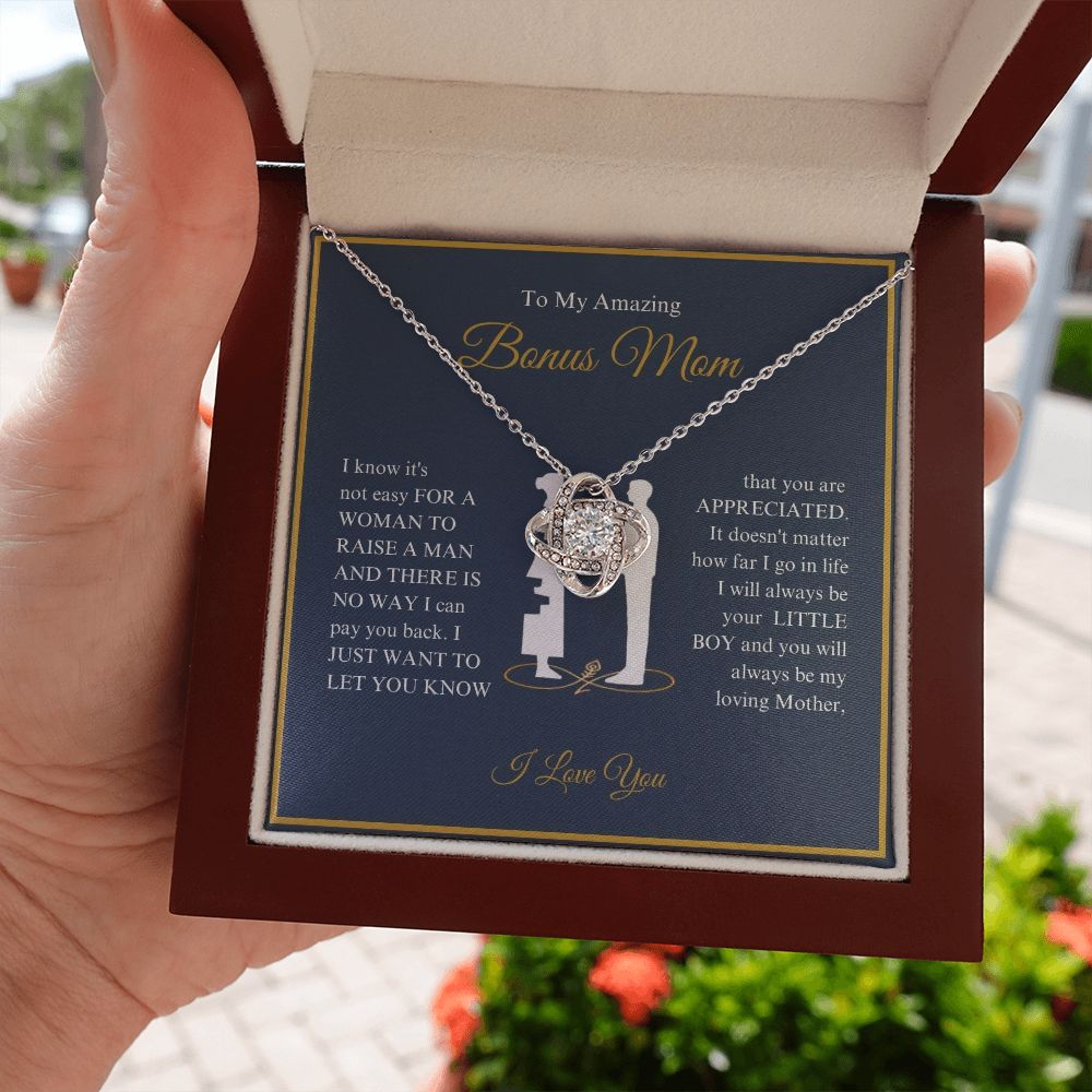 To My Amazing Bonus Mom - You Are Appreciated - Love Knot Necklace