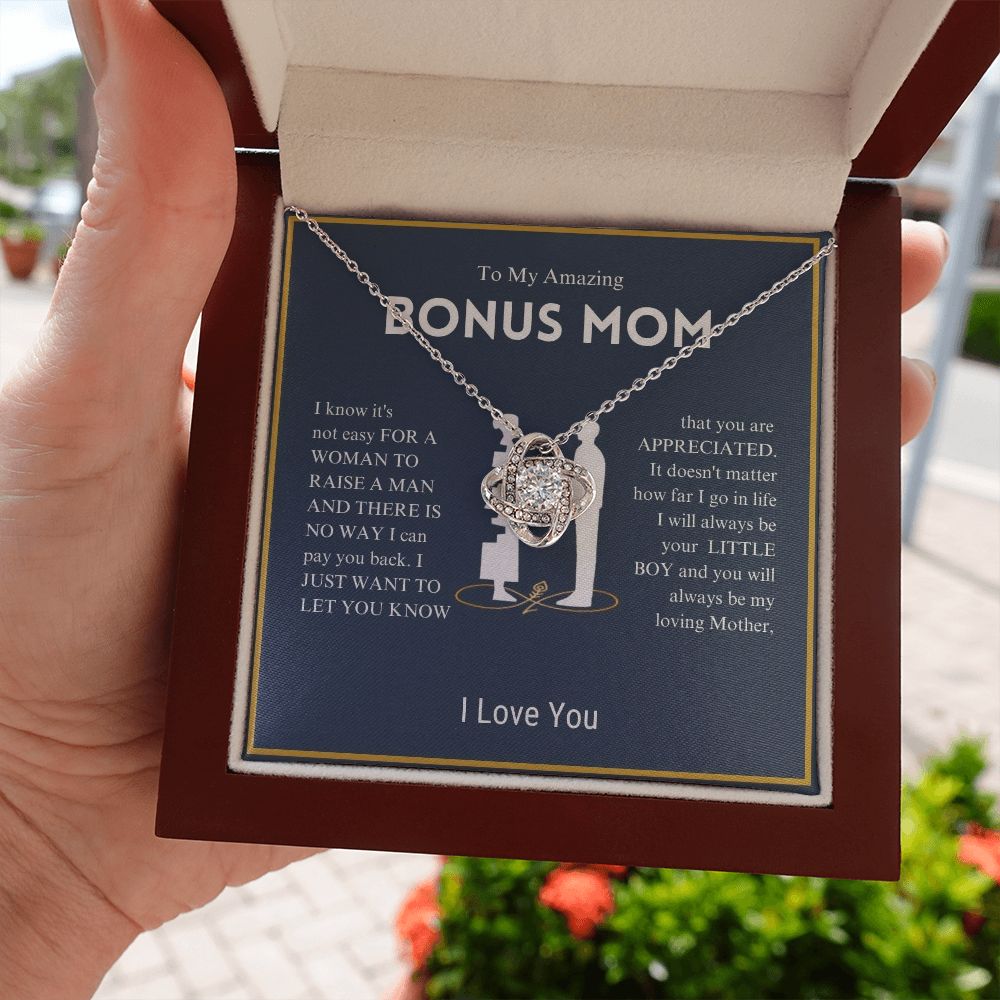 To My Amazing Bonus Mom - You Are Appreciated - Love Knot Necklace