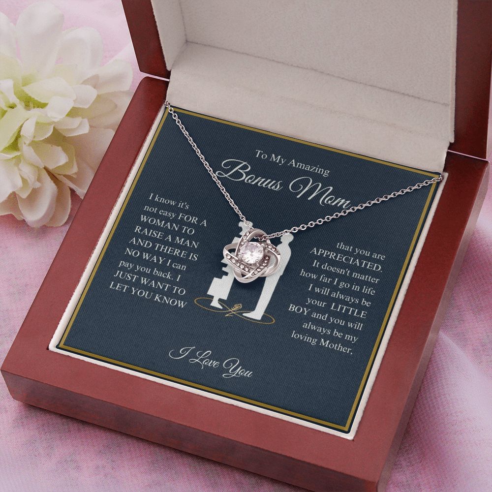 To My Amazing Bonus Mom - You Are Appreciated - Love Knot Necklace