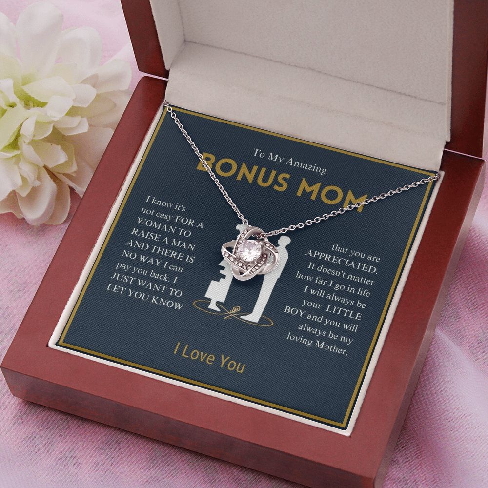 To My Amazing Bonus Mom - You Are Appreciated - Love Knot Necklace