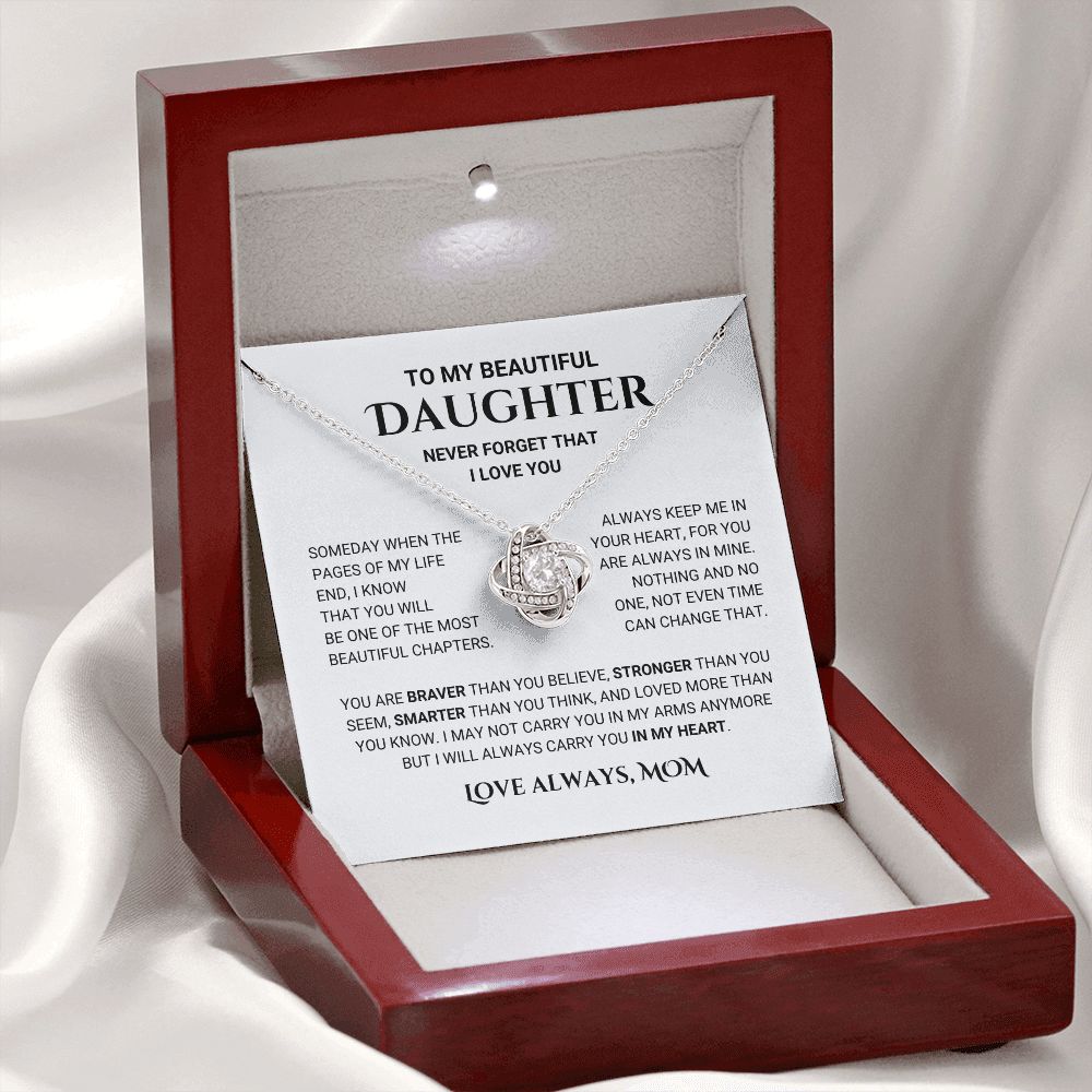 Daughter - Keep Me In Your Heart - Necklace Gift From Mom