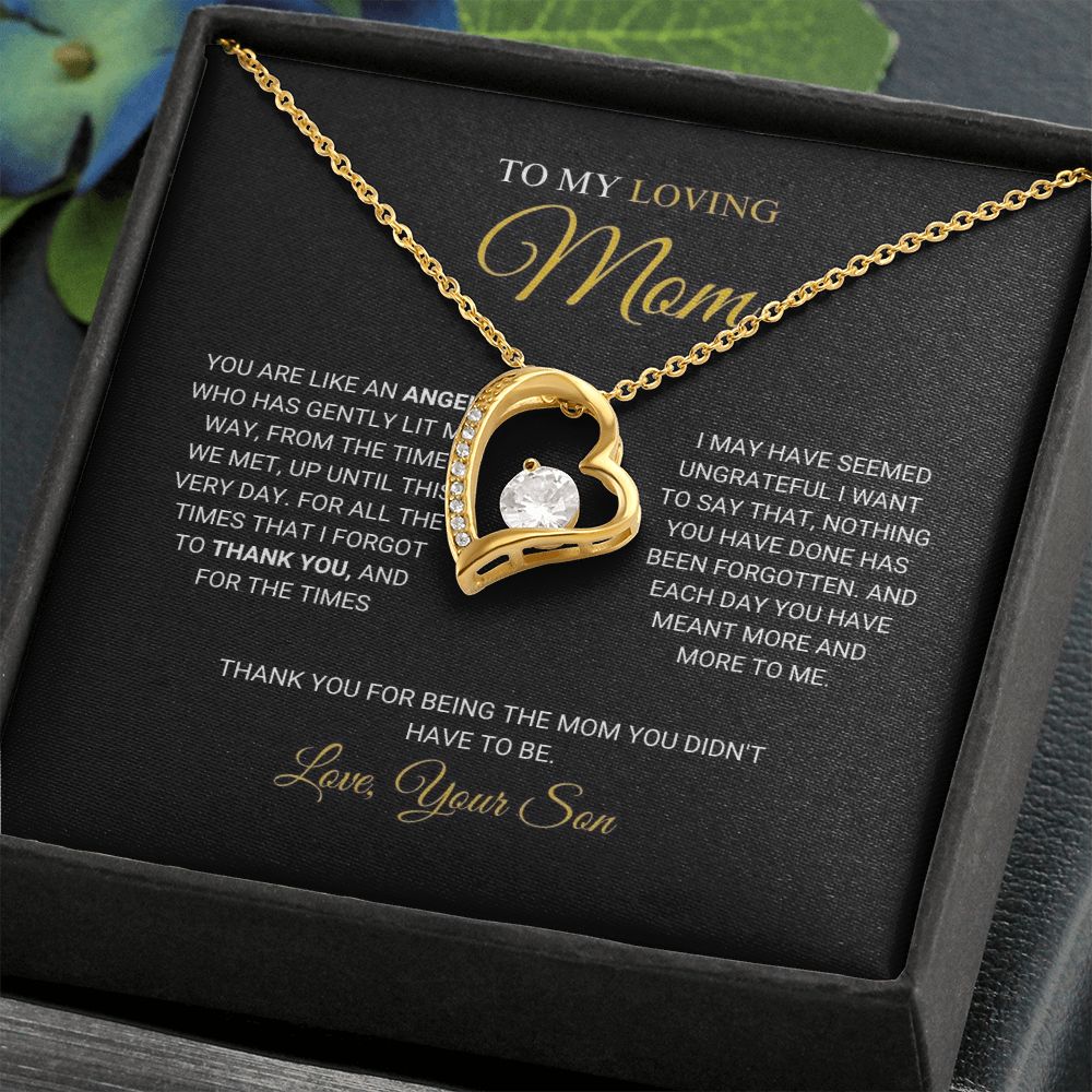 To My Loving Mom - An Angel - Forever Love Necklace
