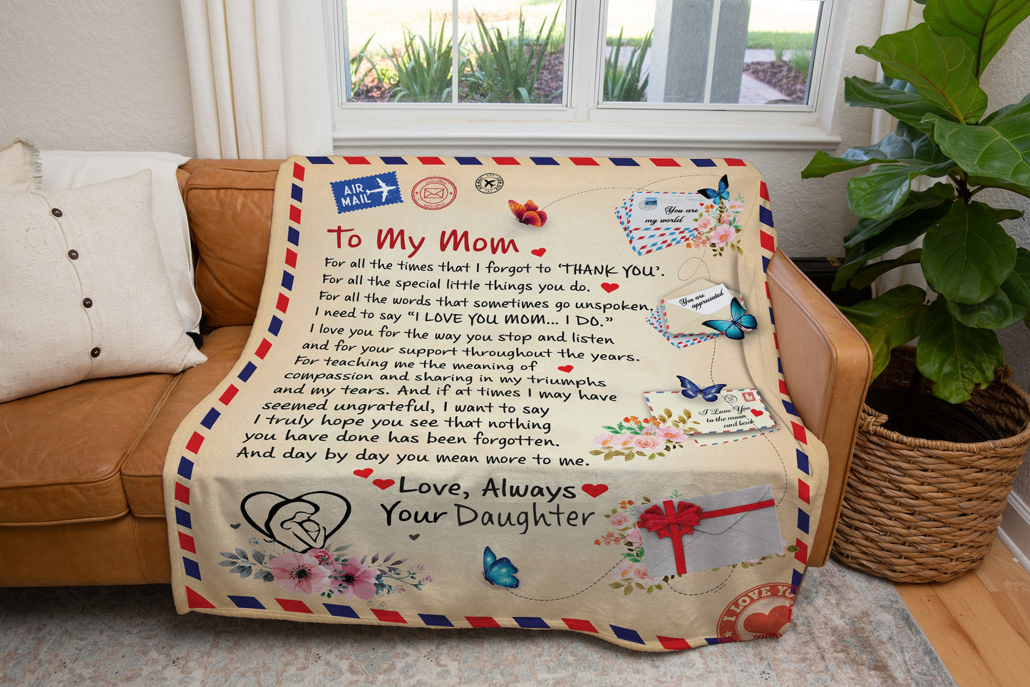 Mom - Giant Post Card Blanket - From Daughter