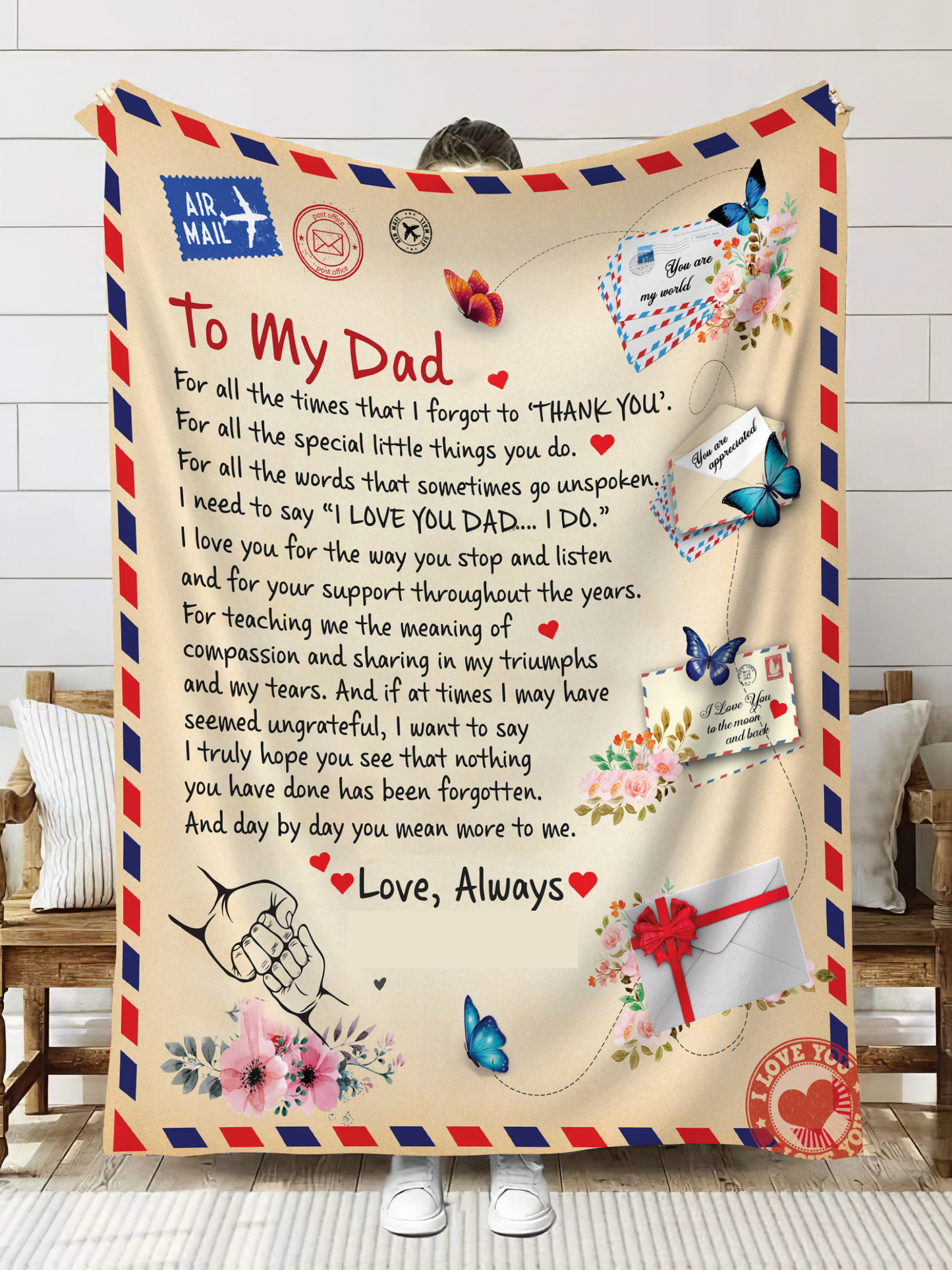 Dad Personalized -Cozy Plush Fleece Blanket – 50"×60"