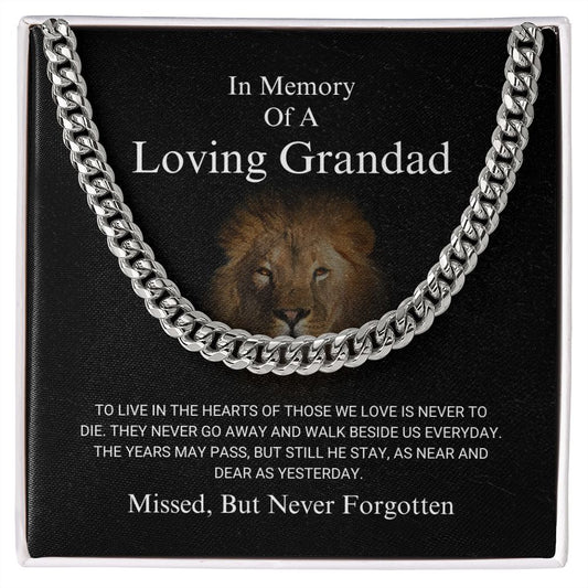 In Memory Of A Loving Grandad - Never Forgotten - Cuban Link Chain