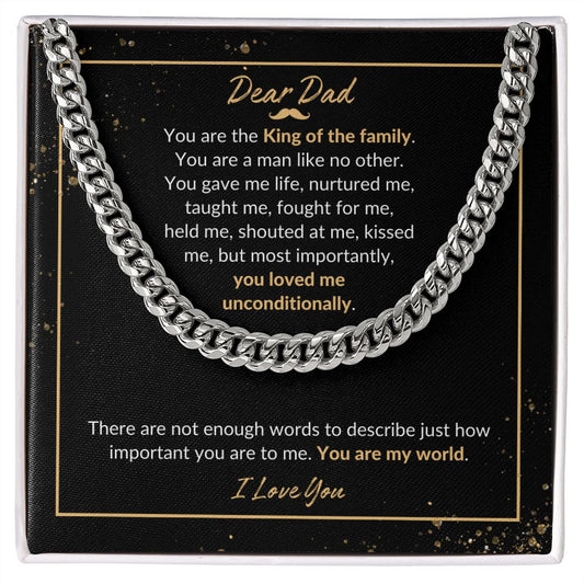 Dear Dad - King Of The Family - Cuban Link Chain