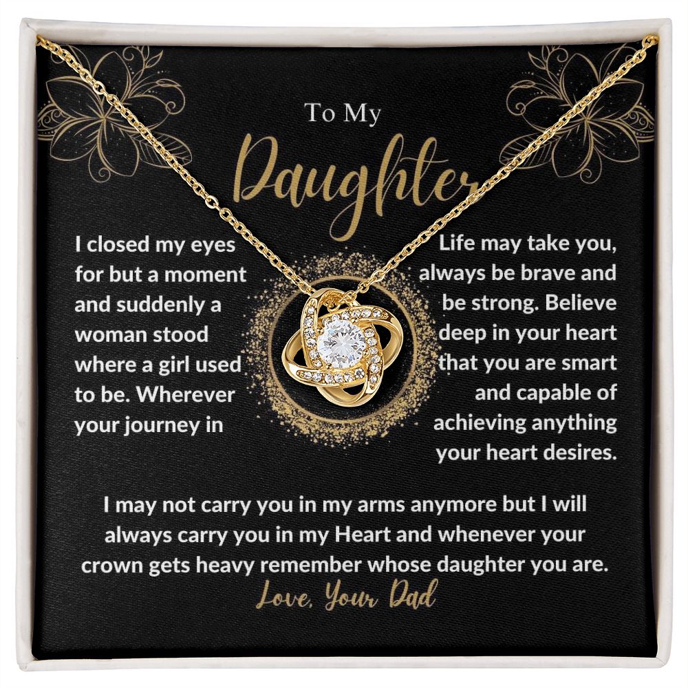 Daughter - Be Brave And Be Strong - Love Knot Necklace -DL007