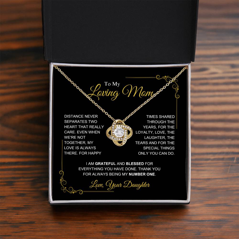 To My Mom-" I am Grateful" Love Knot Necklace-Daughter