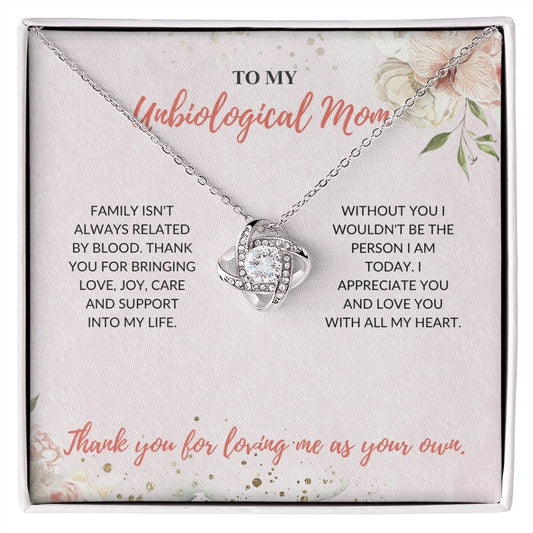 Unbiological Mom - Thank You - Love Knot Necklace