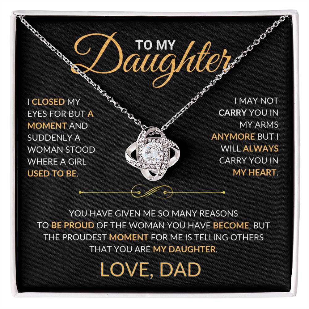 To My Daughter - Love Dad - Beautiful Love Knot Necklace Gift