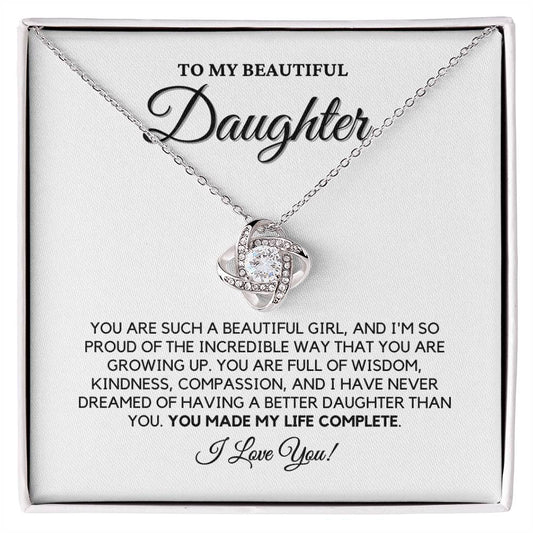 To My Beautiful Daughter - Love Knot Necklace