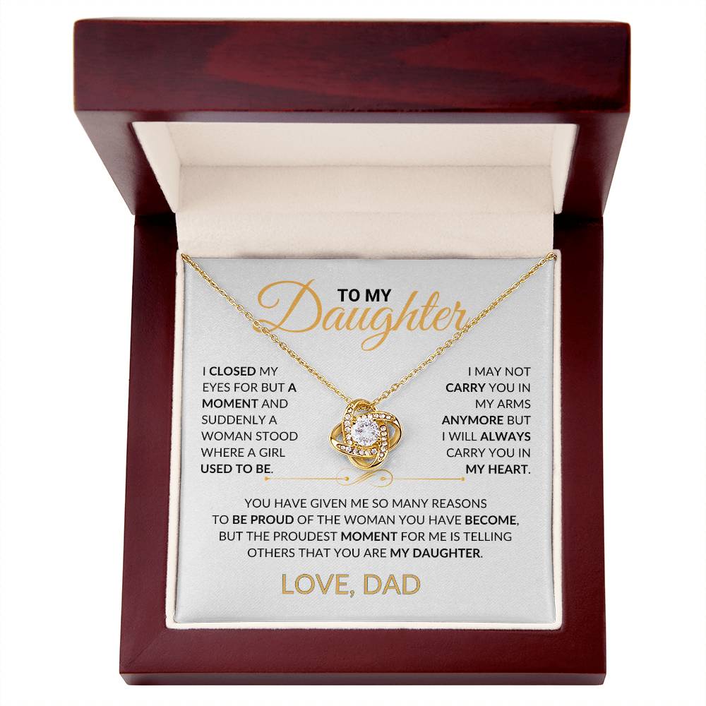 To My Daughter - Love Dad - Beautiful Love Knot Necklace Gift- DL005