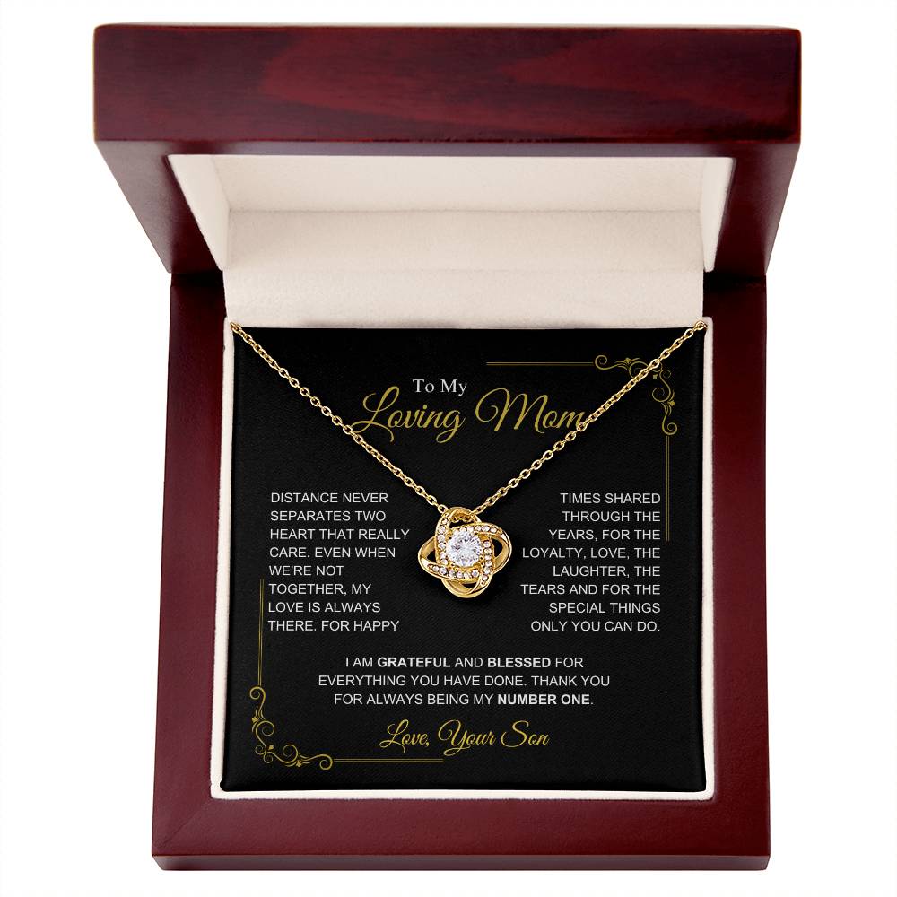 To My Mom-" I am Grateful" Love Knot Necklace-Son