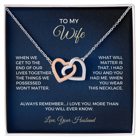 To My Wife - Interlocking Hearts Necklace