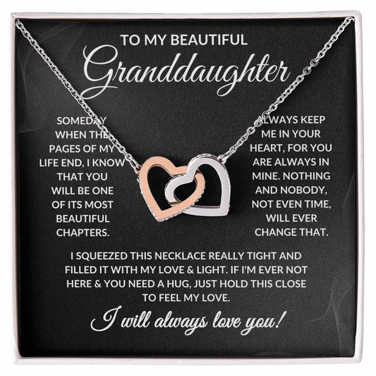 To My Beautiful Granddaughter - Interlocking Hearts Necklace