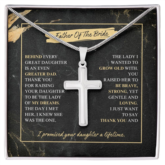 Father Of The Bride - Thank You - Artisan Cross Necklace