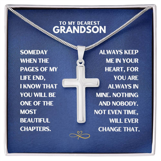 To My Dearest Grandson - Cross Necklace