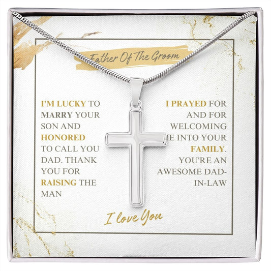 Father Of The Groom - Thank You - Artisan Cross Necklace