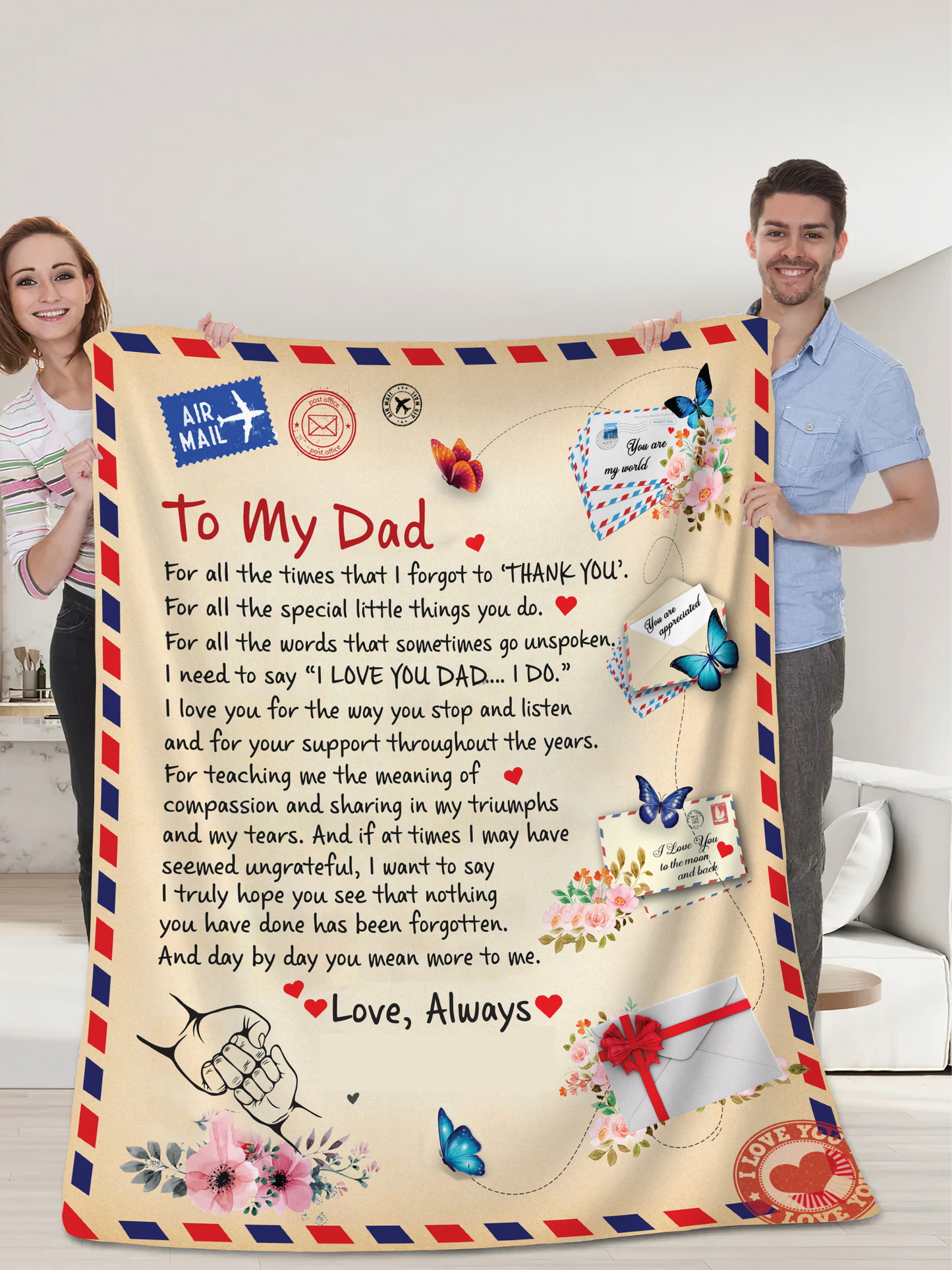Dad - Giant Post Card Blanket - From Son