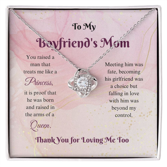 To My Boyfriend's Mom - Thank You - Love Knot Necklace